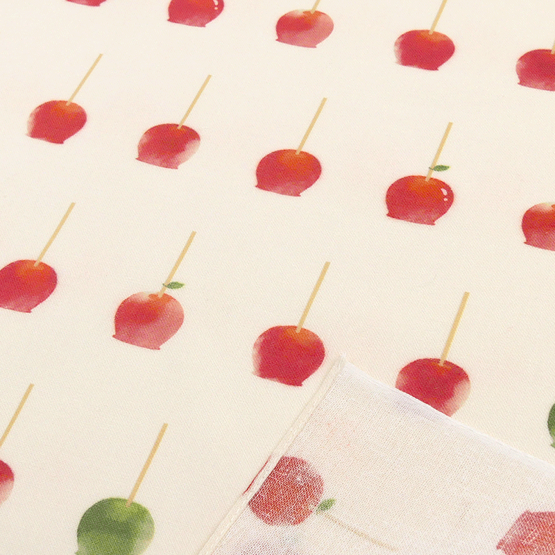 てぬぐいのはんかち　リンゴ飴