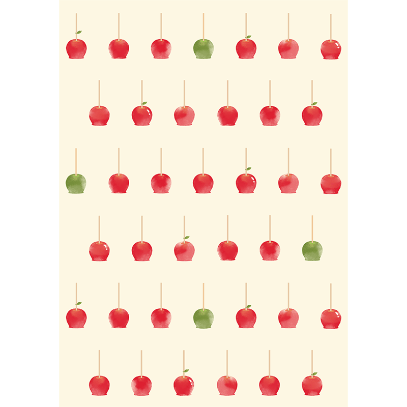 てぬぐいのはんかち　リンゴ飴