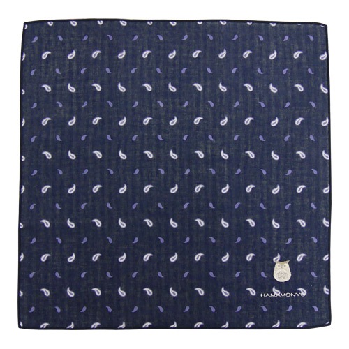 リバーシブルガーゼハンカチ　ペイズリーとふくろう