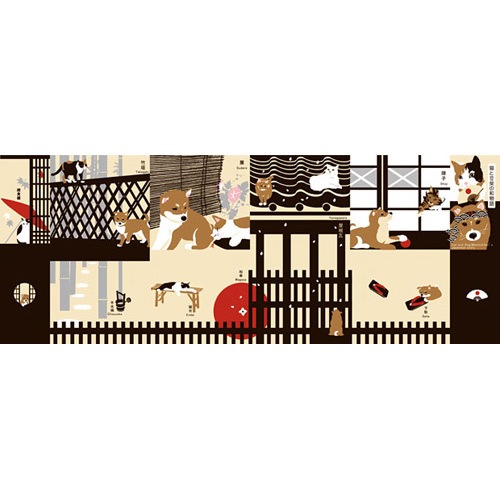 てぬぐい本　猫と豆柴の和物語