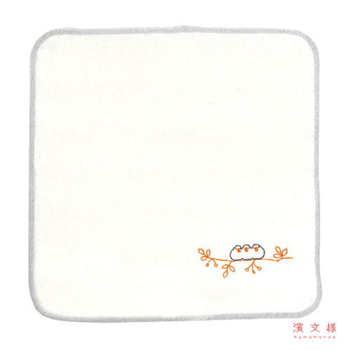 モール糸タオルハンカチ　おしくら文鳥