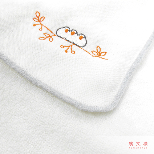 モール糸タオルハンカチ　おしくら文鳥