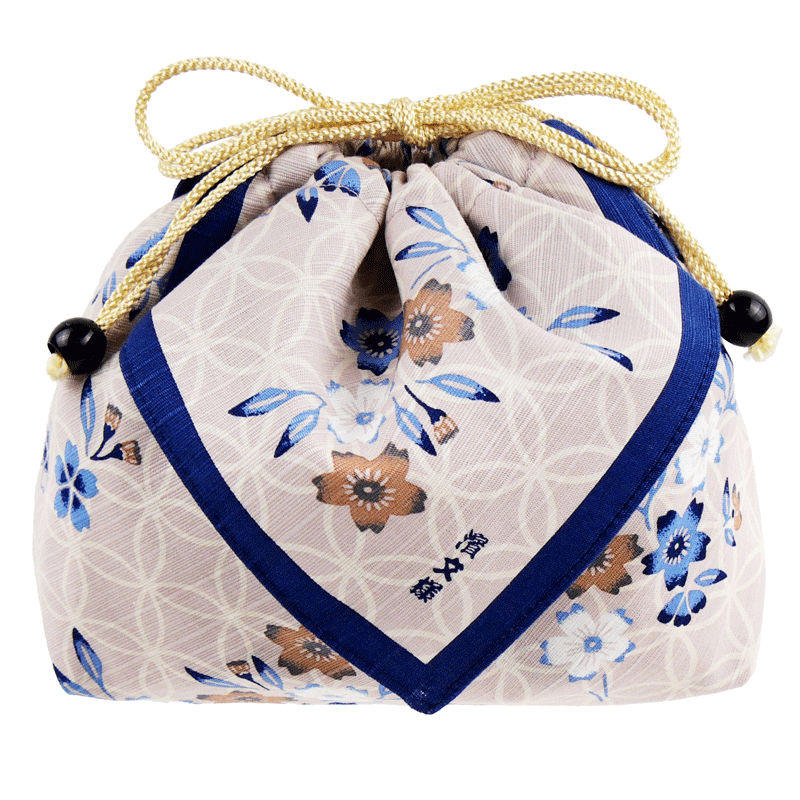 お弁当巾着　七宝に桜しずか