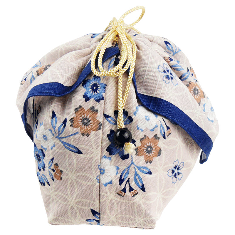 お弁当巾着　七宝に桜しずか