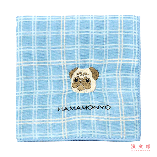 リバーシブルガーゼハンカチ ダブル格子とパグ｜▽アイテム・用途で