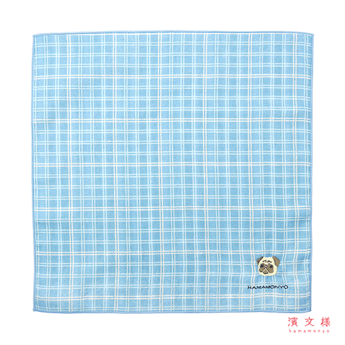 リバーシブルガーゼハンカチ ダブル格子とパグ｜▽アイテム・用途で