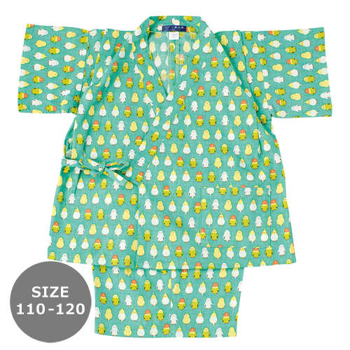 110-120サイズ　キッズ甚平　インコ並べ