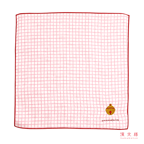 リバーシブルガーゼハンカチ　チェックと鈴