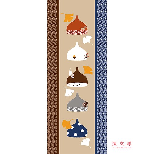 絵てぬぐい　どんぐり帽子と栗