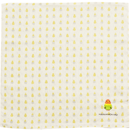 リバーシブルガーゼハンカチ インコドットとストライプ｜▽アイテム