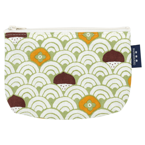 豆ポーチ　柿栗海波　グリーン