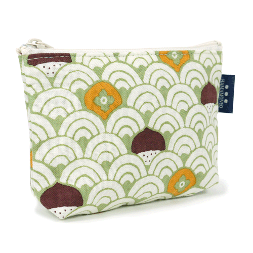 豆ポーチ　柿栗海波　グリーン