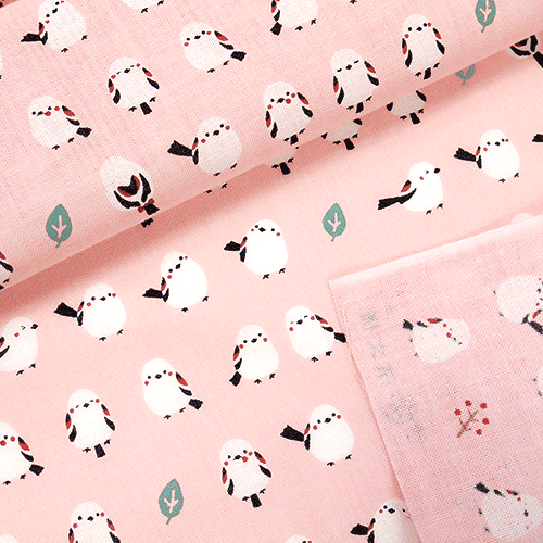 てぬぐい　ちゃんこいシマエナガ　ピンク