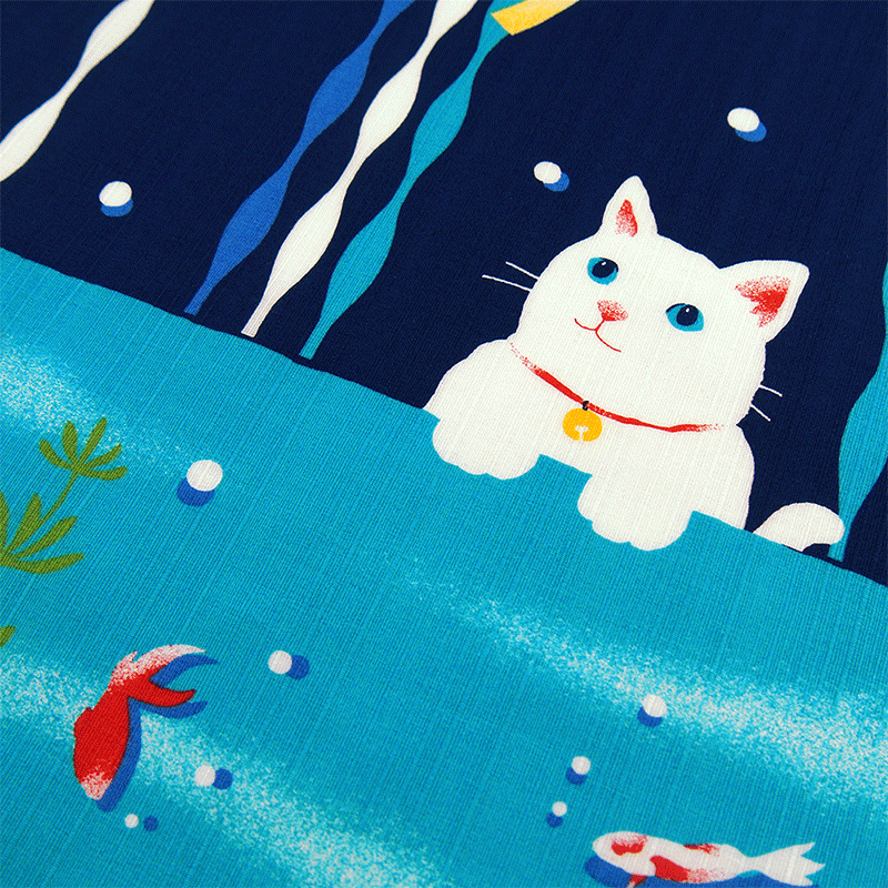 絵小布　猫と金魚の夏