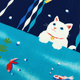 絵小布　猫と金魚の夏