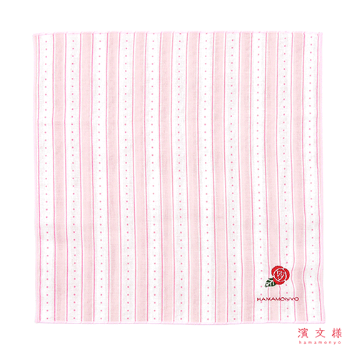 リバーシブルガーゼハンカチ　ロマンボーダーとバラ