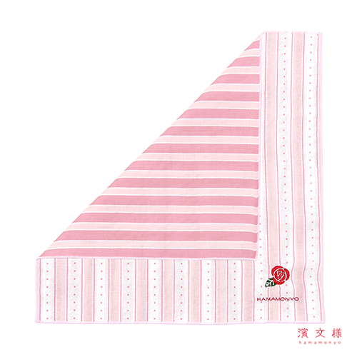 リバーシブルガーゼハンカチ　ロマンボーダーとバラ