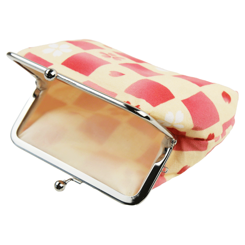 4寸がま口　ふんわり桜と市松