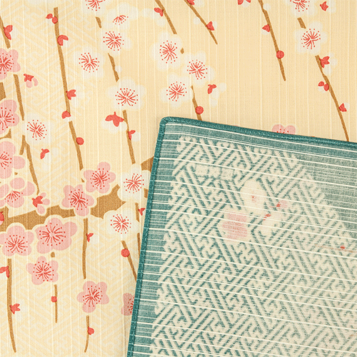 絵小布　紗綾形しだれ梅　エメブルー