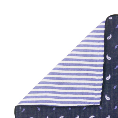 リバーシブルガーゼハンカチ　ペイズリーとふくろう