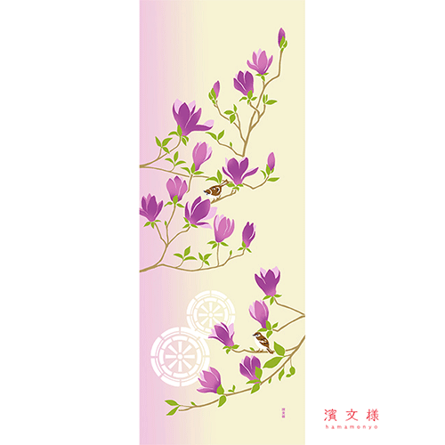 絵てぬぐい　紫木蓮のささやき