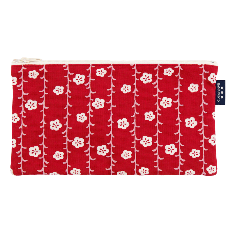 フラットポーチ　枝垂れ梅もよう