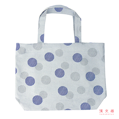 捺染帆布トート大　水玉縞隠れ
