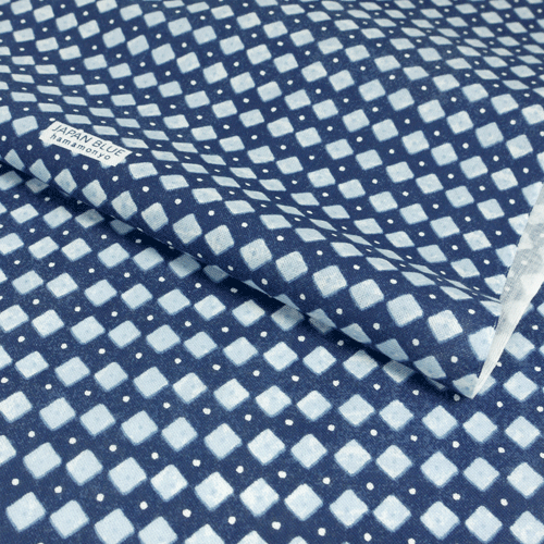 藍染てぬぐい　菱形と水玉