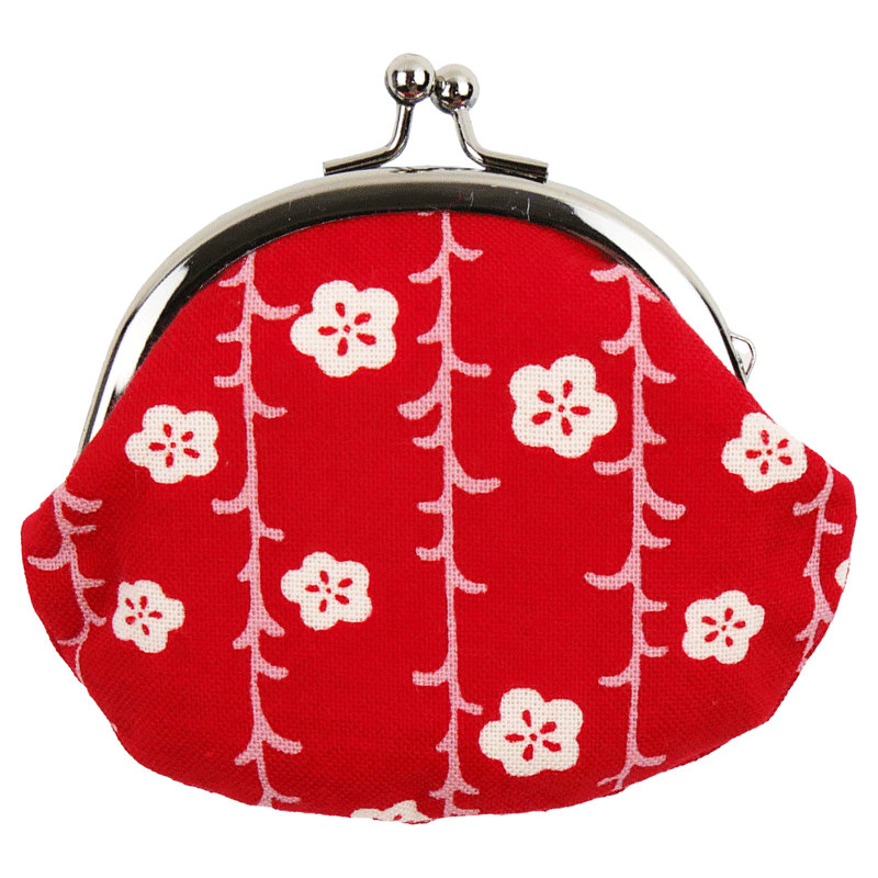 がま口　枝垂れ梅もよう