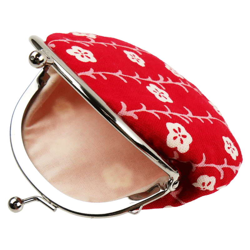 がま口　枝垂れ梅もよう