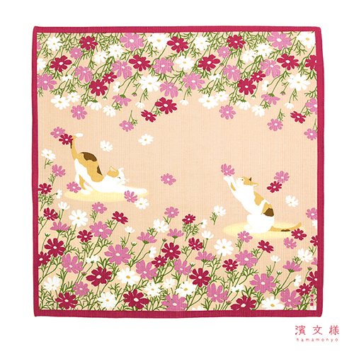 絵小布　秋桜とごきげん猫