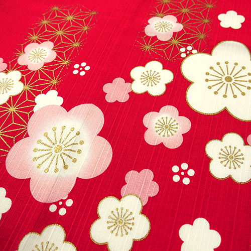 絵小布　麻の葉梅文様