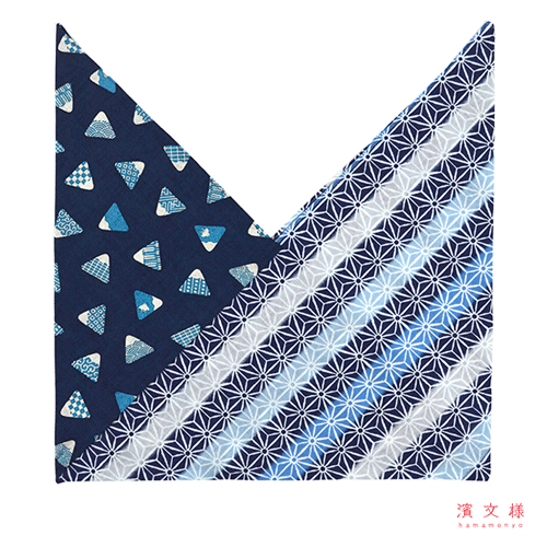 双柄あずま袋　富士山むすび／麻の葉縞