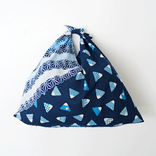 双柄あずま袋　富士山むすび／麻の葉縞