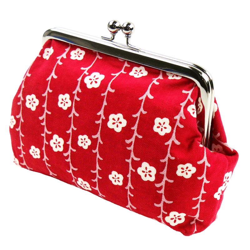 4寸がま口　枝垂れ梅もよう