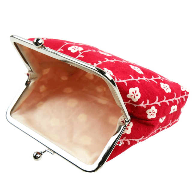 4寸がま口　枝垂れ梅もよう