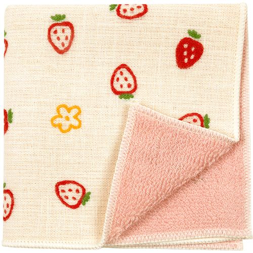 キッズタオルハンカチ　いちごフラワー