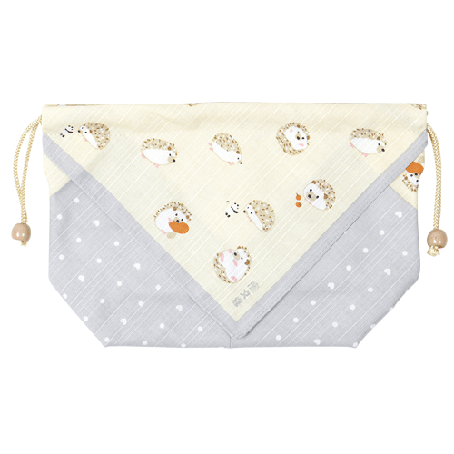 お弁当巾着　和みハリネズミ　グレー