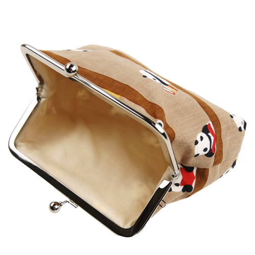 4寸がま口　パンダの図書館