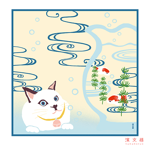 小布 金魚鉢とにらめっこ猫｜▽アイテム・用途で選ぶ,風呂敷,小
