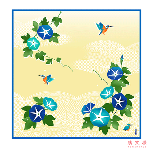 絵小布　朝顔とカワセミ