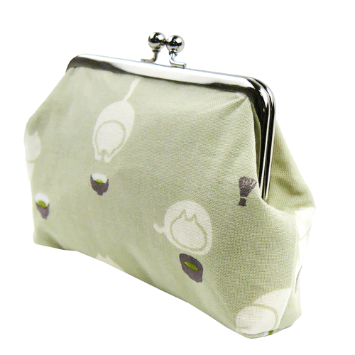 4寸がま口　抹茶ねこ