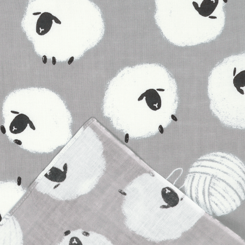 てぬぐいのはんかち　毛糸羊