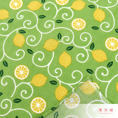 てぬぐいのはんかち　レモン唐草