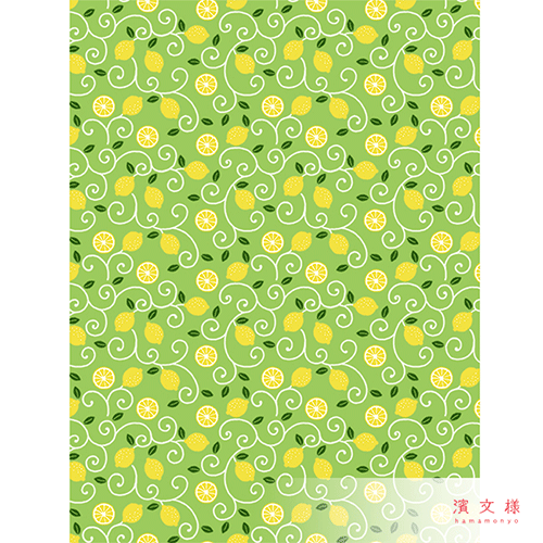 てぬぐいのはんかち　レモン唐草