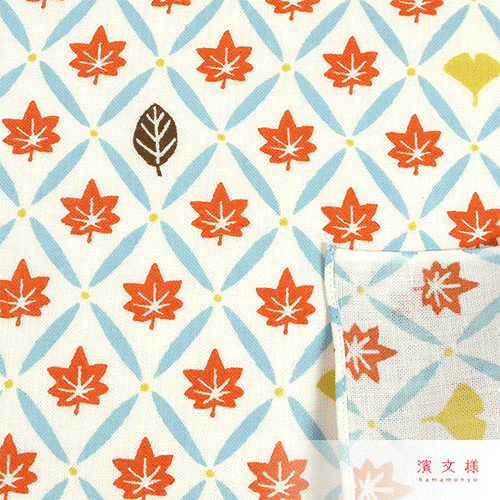 てぬぐいのはんかち　秋の葉小紋
