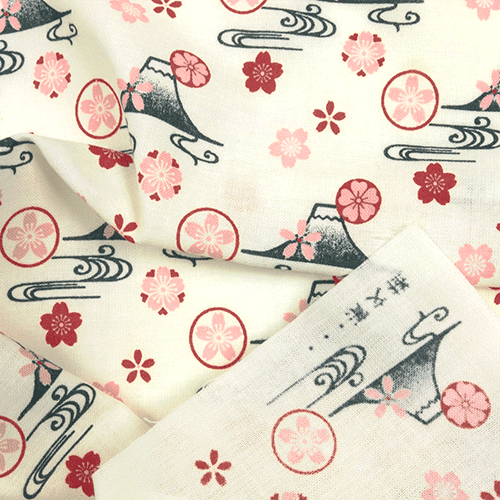 てぬぐい　富士山桜紋