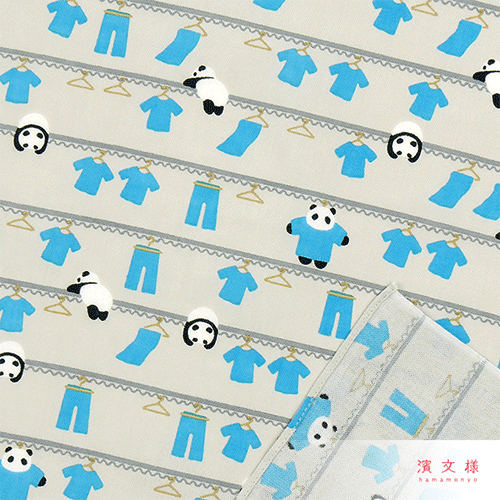 てぬぐいのはんかち　お洗濯パンダ