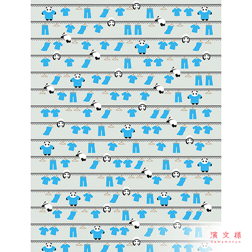 てぬぐいのはんかち　お洗濯パンダ