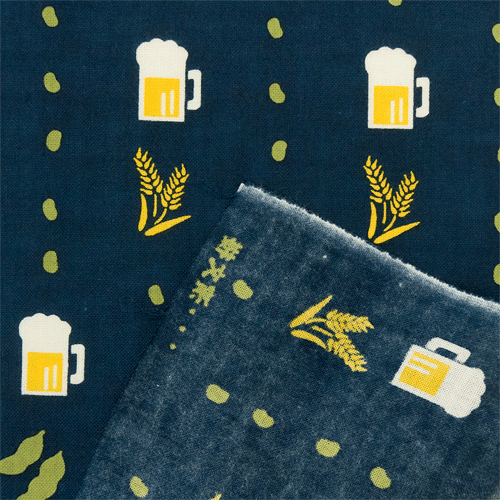 てぬぐい　ビールに枝豆　コン